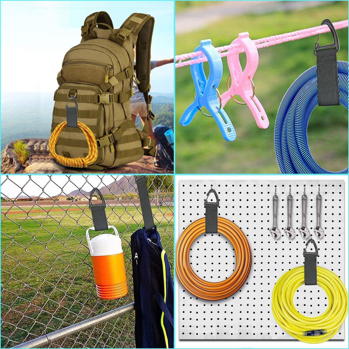Extension Cord Holder Organizer(4 Pack L), Extension Cord Hanger for Garage Organization and Storage, 16-Inch Heavy Duty Storage Straps, Garage Gadgets for Men