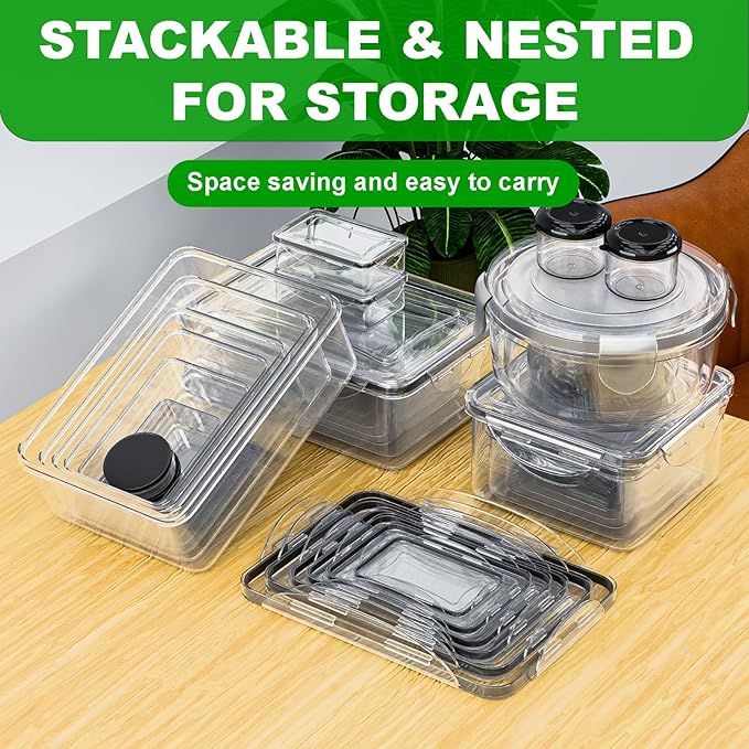 54 Pcs Food Storage Containers with Lids Airtight, (27 Containers &27 Lids) Reusable BPA-Free Plastic Food Containers for Kitchen Organization, Leak Proof Freezer/Microwave Safe Meal Prep Lunch Boxes