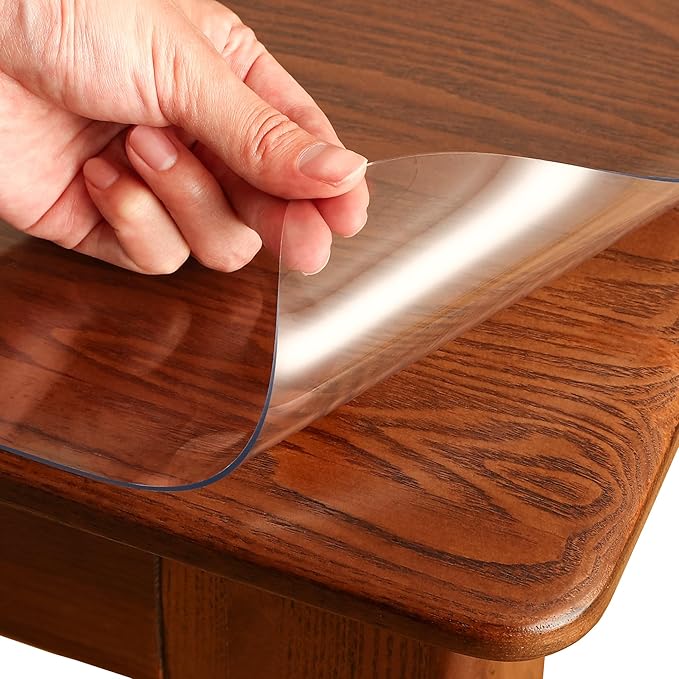 Clear Table Cover Protector Rectangle 42 x 78 Inch, 1.5mm Transparent Plastic Table Protector Waterproof, Anti-Scratch Clear Desk Mat for Office Desktop Dresser Dining Table, FDA Compliant