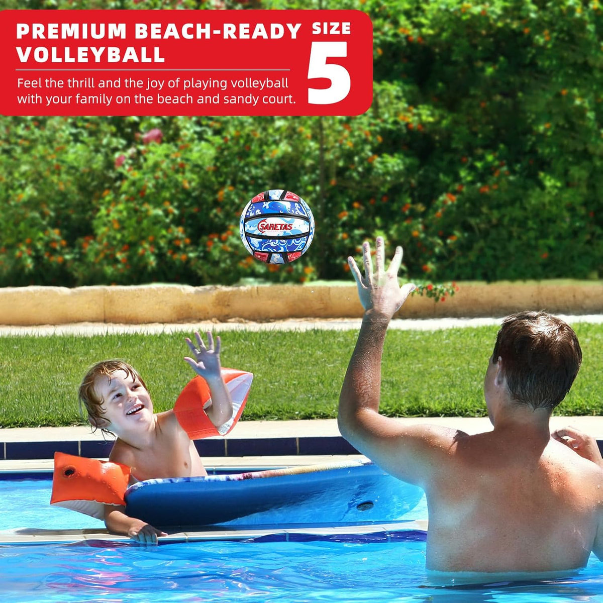 Beach/Water/Sand Volleyballs, Outdoor/Indoor Official Size, Soft Touch Volleyball for Beginners, Cute Volley Ball for Girls/Kids/Youth, Ideal Gifts with Pump for Backyard, Pool, Middle School