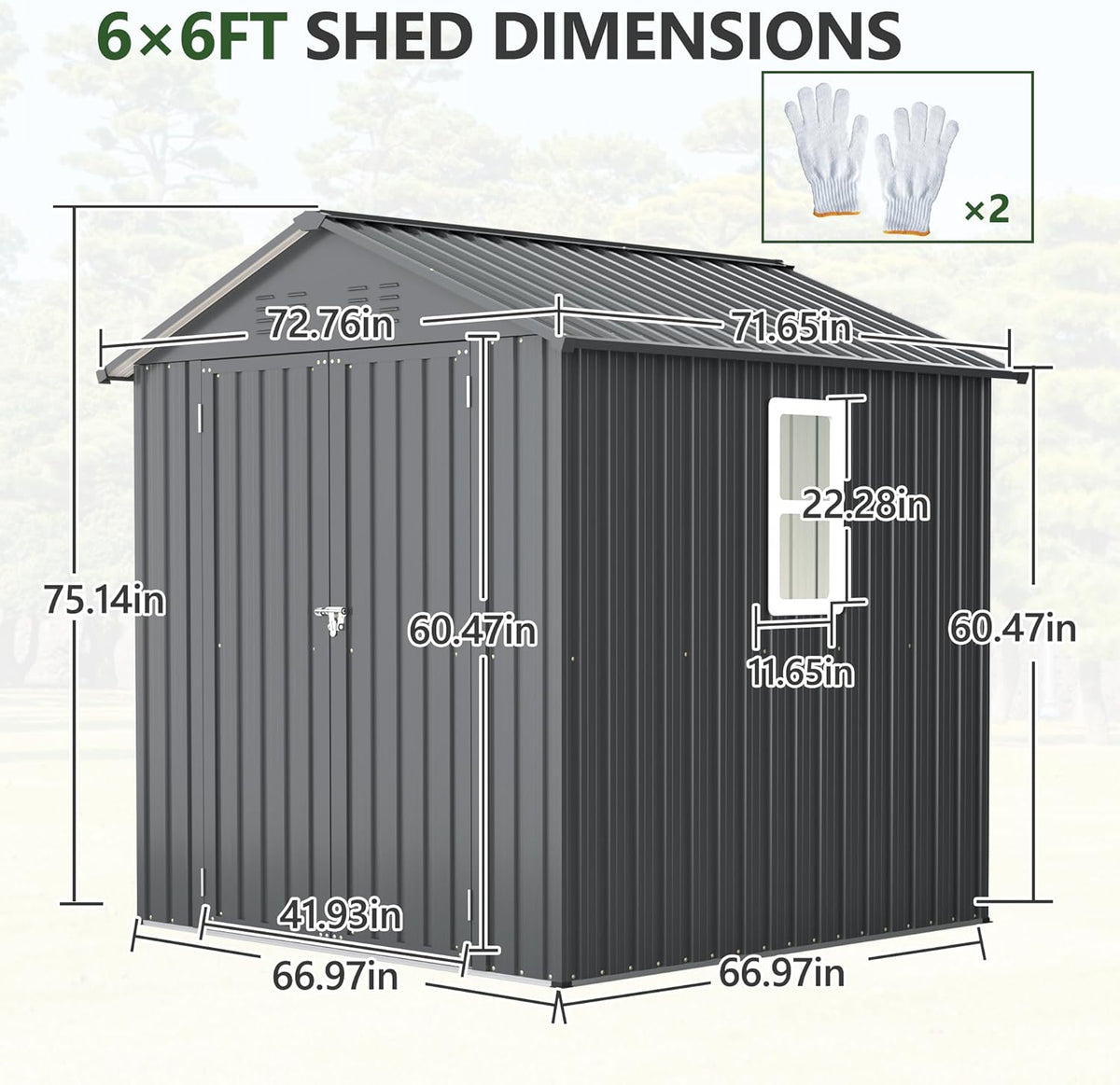 Outdoor Storage Shed, 6 X 6ft Metal Galvanized Steel Garden Shed with Floor Frame, Utility Tool Shed Storage House for Backyard, Patio, Lawn
