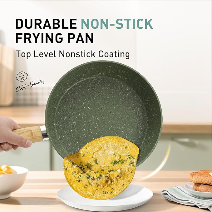 MAISON ARTS Pots and Pans Set Non Stick, 30 Piece Kitchen Cookware & Bakeware Sets with Granite Coating, Pots and Pans Sets for Cooking Nonstick, Green