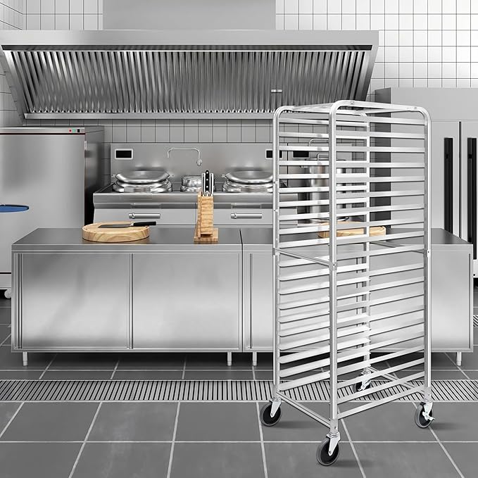 Bun Pan Rack, 20 Tier Bakery Rack with Wheels, Aluminum Sheet Pan Rack & Speed Rack for Full/Half Sheets, 26x20x70, for Home and Kitchen, Restaurant