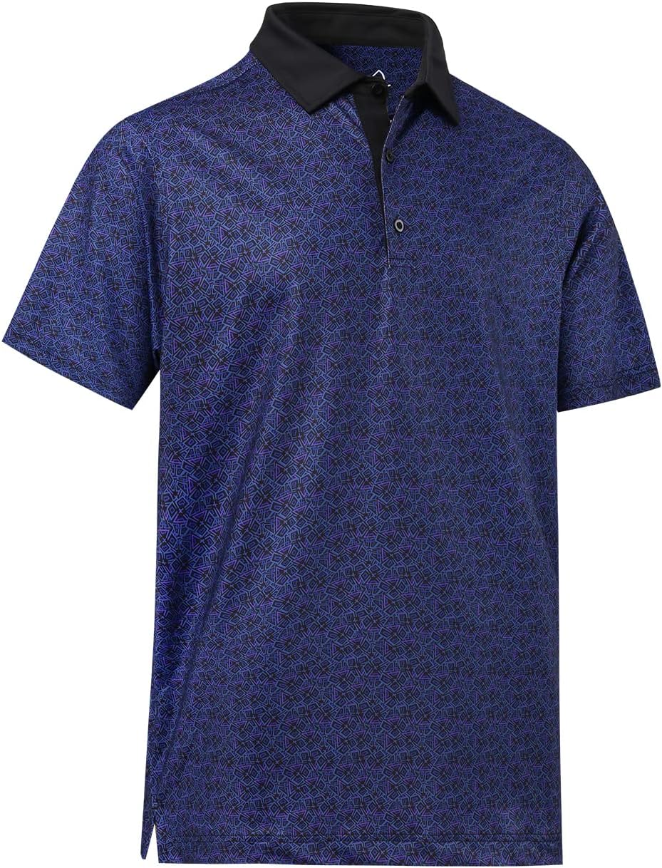 DEOLAX Mens Polo Shirts Fashion Print Mens Golf Shirt Dry Fit Mens Golf Polo Short Sleeve Quick Dry Funny Golf Shirt for Men
