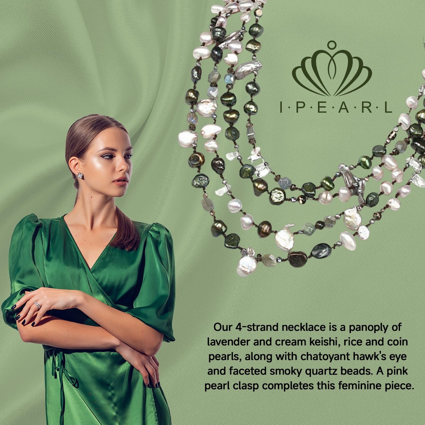 Classic Multicolor Versatile 18" Multi-Strand Freshwater Pearl Necklace with 8-9mm Multicolor Baroque Pearls & Crystal Pearl Clasp Luxury Jewelry Gift
