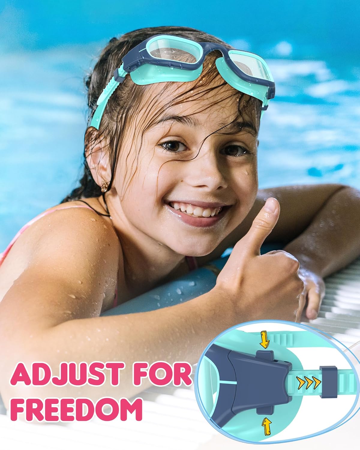 Kids Swim Goggles,Swimming Goggles for Kids 6-14, Anti-Fog UV Protection Pool Glasses for Boys Girls
