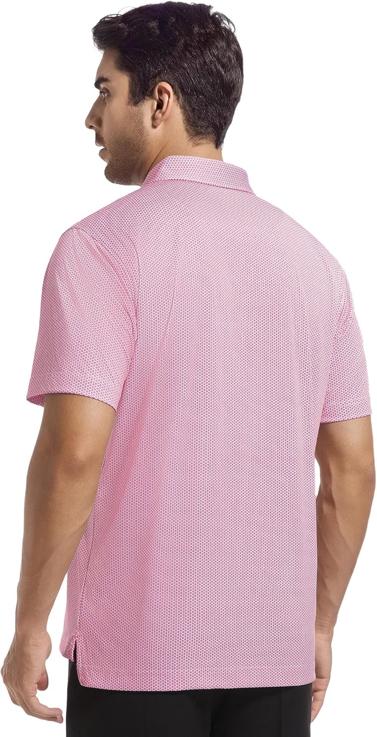 SAMERM Mens Golf Shirts Short Sleeve Dry Fit Performance Moisture Wicking Print Sport Polo Shirts for Men Casual
