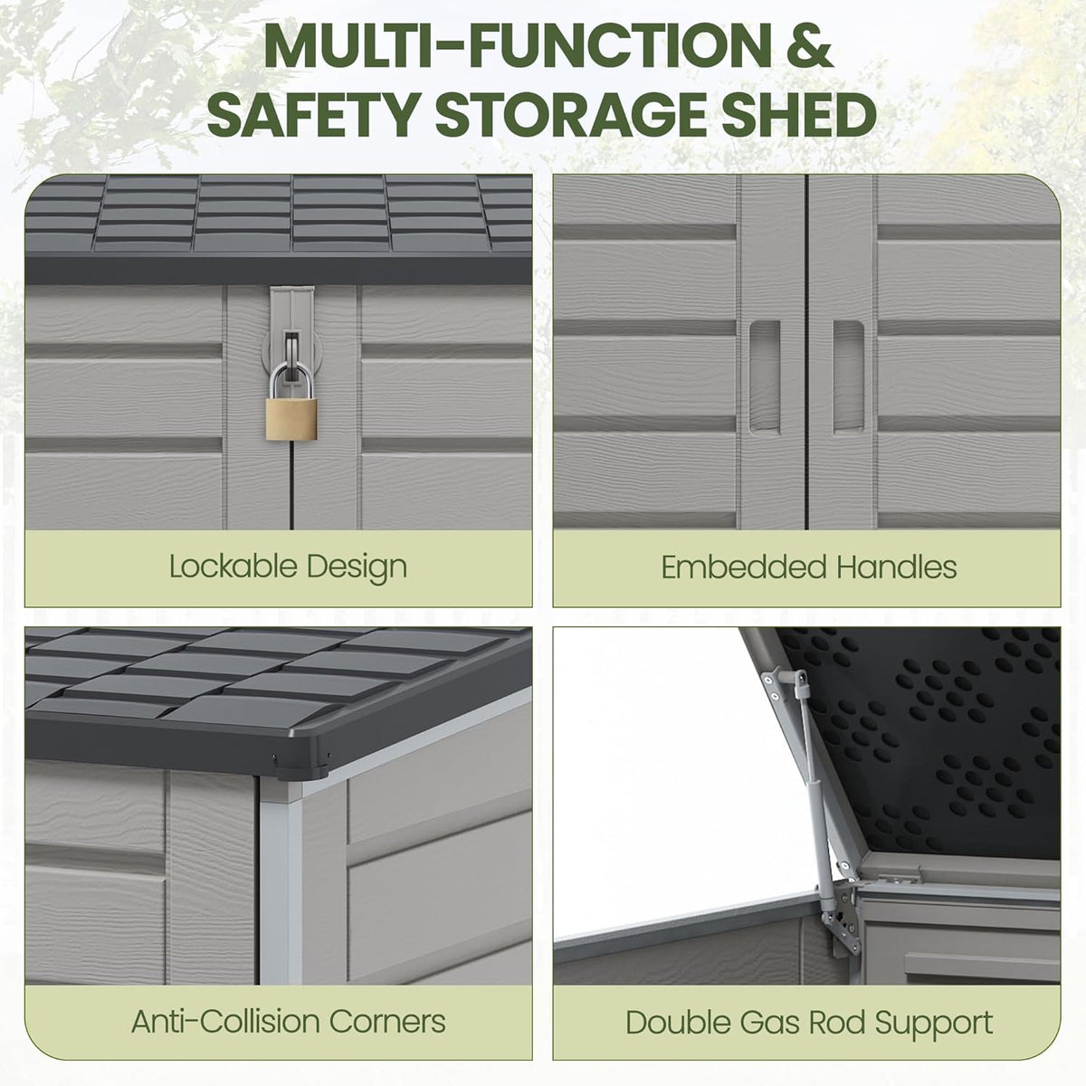 Outdoor Trash Can Storage Shed 4.6 x 4.1 FT, 304 Gallon Resin Shed with Lockable Doors & Lift Lid, Waterproof Outdoor Storage for Garden Tools, Cushions & Patio Equipment