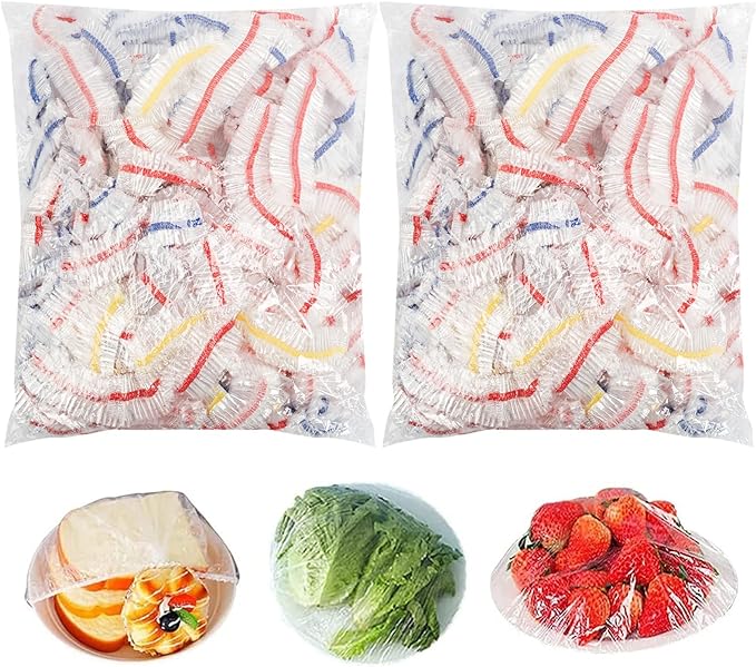 Homelove Plastic Bowl Covers Dish Cover Food Cover, 200pcs Reusable Elastic Stretch Fresh Keeping Covers, Kitchen Dining Cookware Canning Lids Food Bags, Universal Kitchen Plastic Wrap [Colorful]