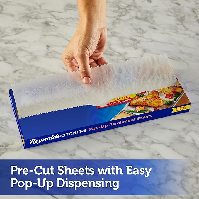 Reynolds Kitchens Pop-Up Parchment Paper Sheets, 10.7x13.75 Inch, 120 Sheets (Pack of 3)
