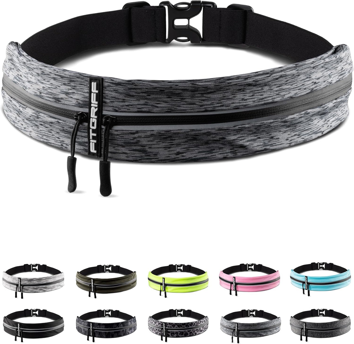 Fitgriff® Running Belt for Men & Women - Secure Jogging Pouch for Phone, Keys & Essentials - For All Cell Phones