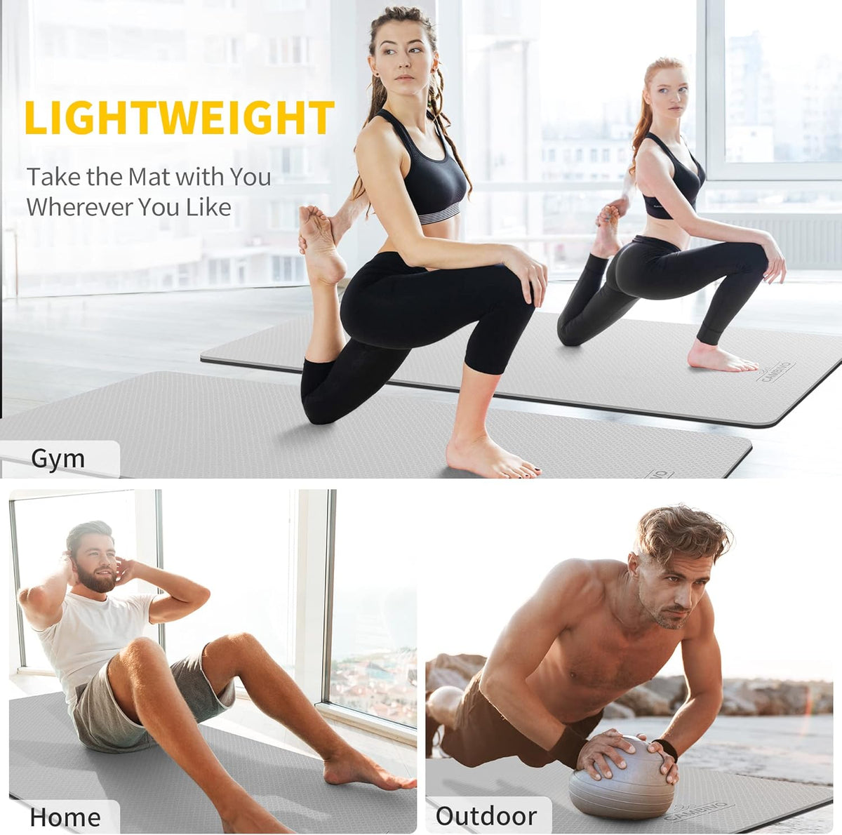 CAMBIVO Extra Wide Yoga Mat for Women and Men (72"/84"x 32"x 1/4") TPE Workout Mat, Non-slip Large Exercise Fitness Mat for Yoga, Pilates, Workout