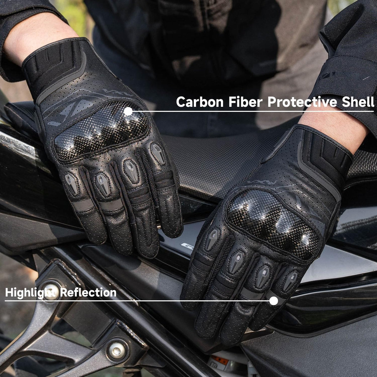 VXW Motorcycle Gloves for Men and Women - Gel Palm Sliders, Leather & Mesh Construction Full Finger Touchscreen, High-Speed Sports Gear for MTB/ATV/BMX/Motocross/Dirt Bike