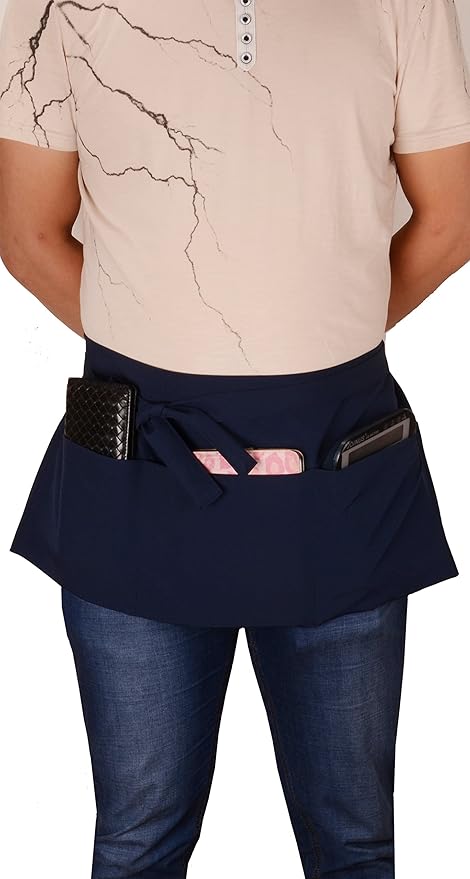 Resist water 3 big Pockets Waist Server Apron Kitchen Restaurant Unisex Half Aprons