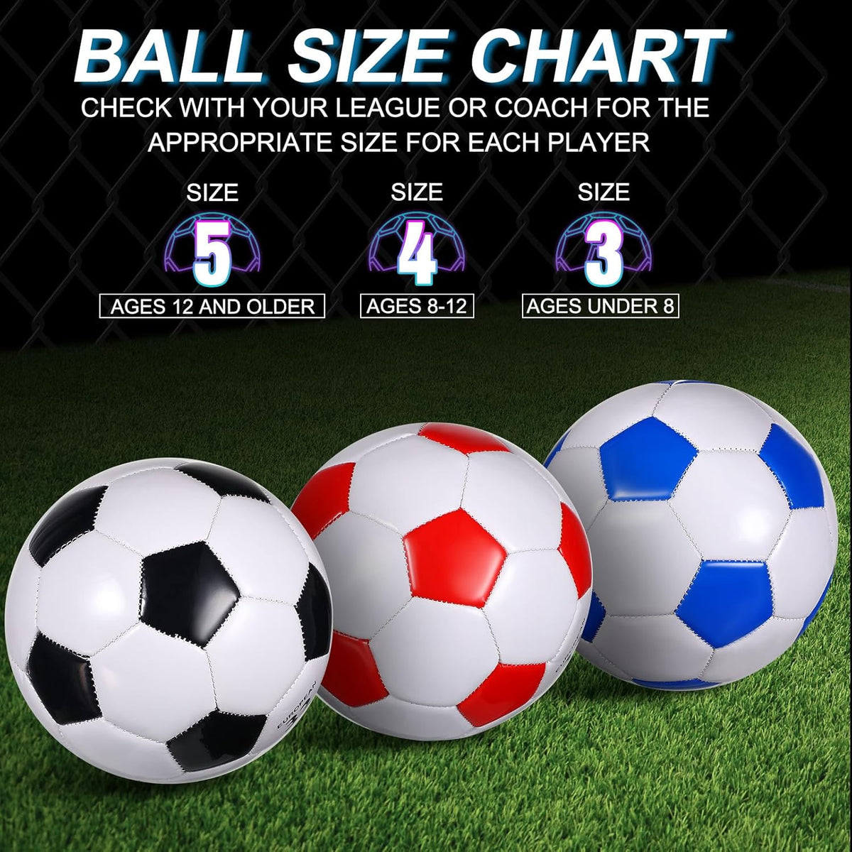 Libima 12 Pcs Soccer Balls with Pump Official Size 3/4/5 Soccer Ball Bulk for Child Adult School Sport Training Practice Christmas Operation