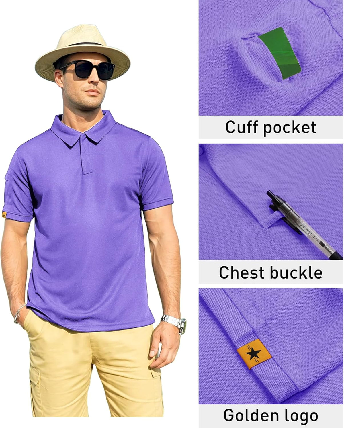 ZITY Mens Polo Shirt Short Sleeve Sports Tactical T-Shirt Athletic Golf Polos Daily Casual Stylish Collared Shirts for Men