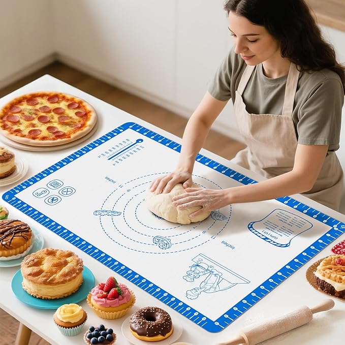 Baking Mats Silicone for Baking Sheet, non Stikc Pastry Mat for Dough Rolling, Silicone Macaron Baking Sheet for Cookie, Pizza, Surdough, Pastry,Dough Rolling out, Non Stik and 480°F Oven Safe