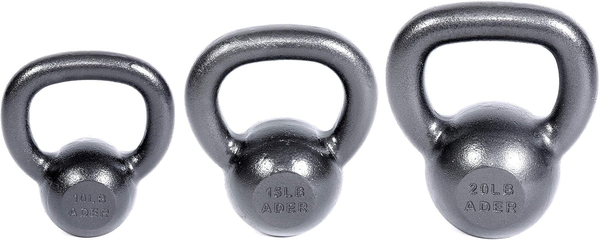 Ader Premier Kettlebell Weights Set- (10, 15, 20 Lb) w/DVD