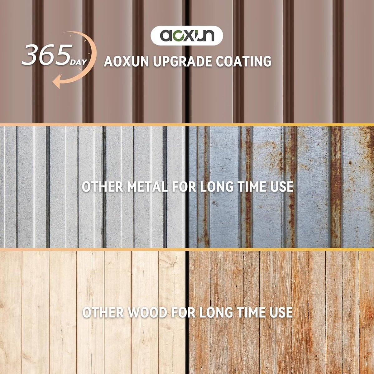Aoxun 7.4x5.3FT Shed with Floor Galvanized Steel Outdoor Storage Shed Metal Garden Shed with Double Doors, 15mm Moisture-Proof Floor & Ventilation, Sloped Roof for Bike/Generator/Tool Storage (Brown)