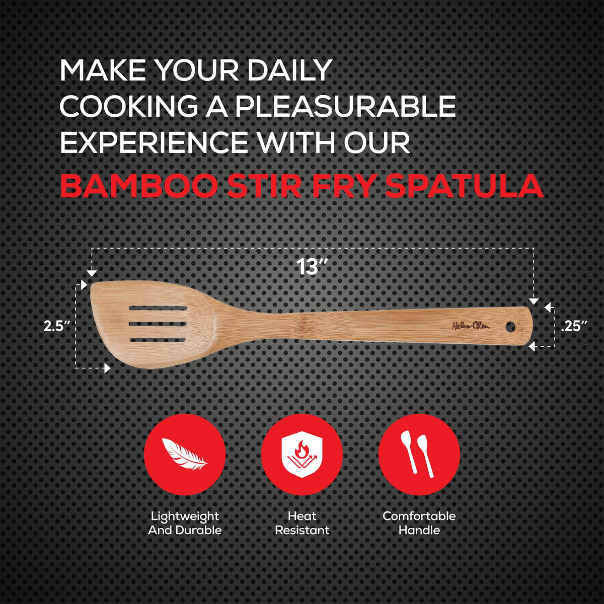 Helen’s Asian Kitchen Slotted Spatula, Natural Bamboo, 13-Inch