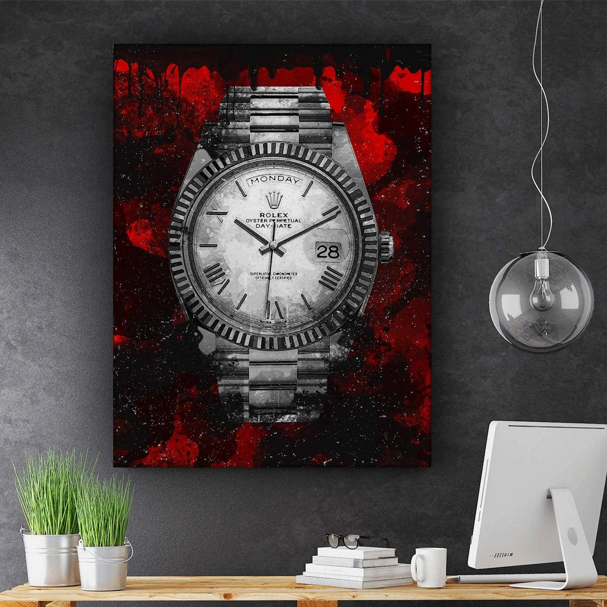 Luxury Watch Canvas Print Office Wall Decor Modern Art Pop Culture Decoration Inspiration Clock Timer Prints Framed Arts Walls Furniture (8 x 8 in)
