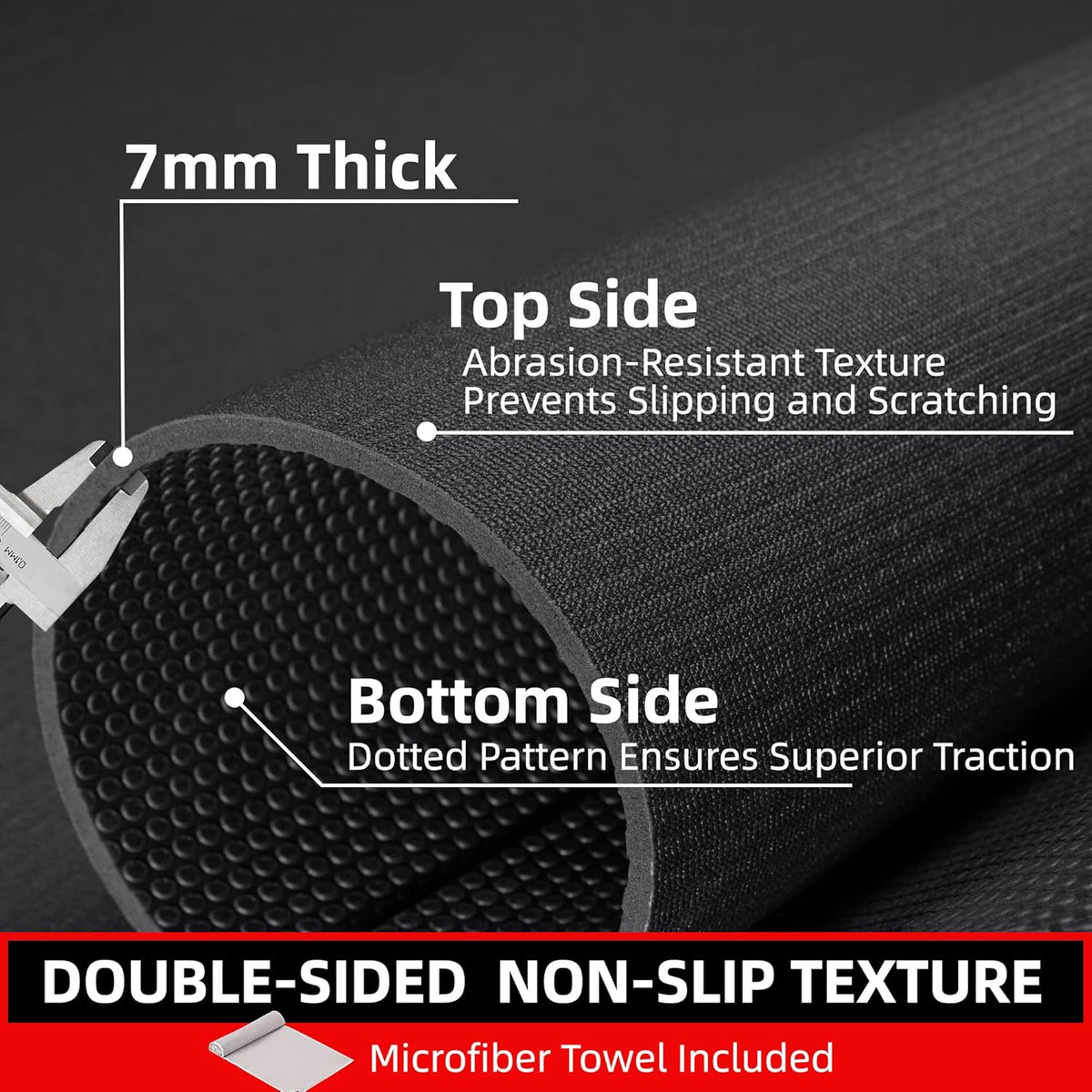 Large Exercise Mat for Home Workout,12‘x6’/10'x6'/9'x6'/8'x6'/7'x5'/6'x4' (7mm) Extra Thick Workout Mat, High-Density Gym Mat for Cardio, Jump Rope, MMA, Weights (Shoe-Friendly)