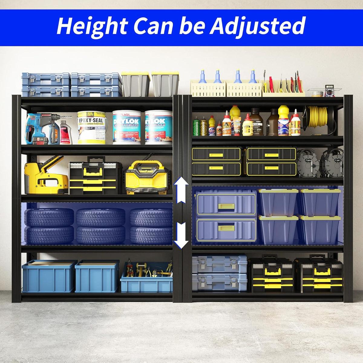 Metal Storage Shelving Heavy Duty, Shelves Unit for Garage, Adjustable 5 Tier Storage Rack, Industrial Utility Shelf for Garage, Warehouse, Basement, Kitchen,15.7"D x 31.5"W x 63"H, Black