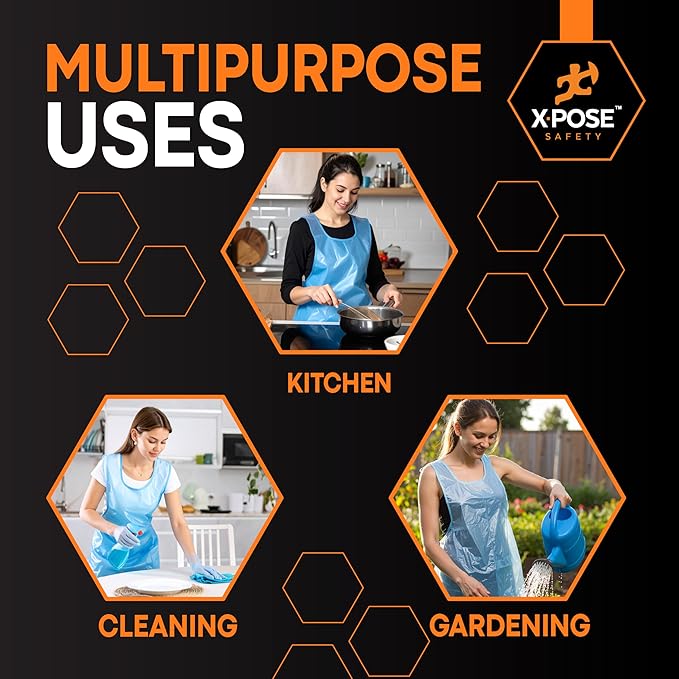 Xpose Safety 48,000 Blue Plastic Disposable Aprons for Cooking & more Individually Packaged Durable 1 Mil Waterproof Polyethylene 24" x 48"
