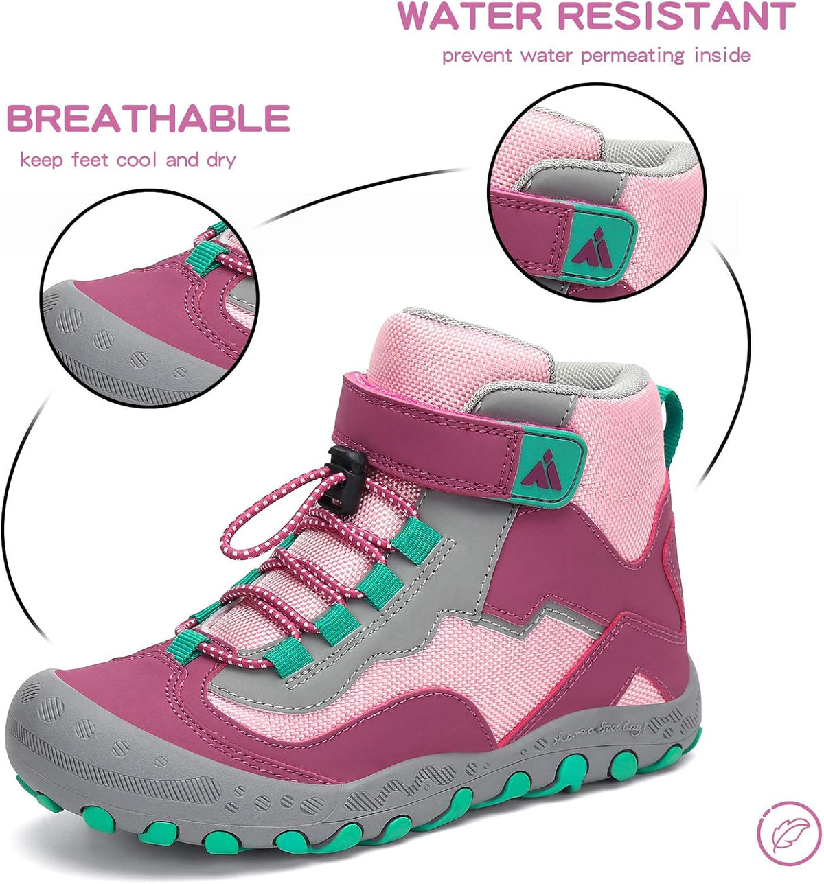 Mishansha Kids Water Resistant Hiking Boots, Boys Girls Anti Collision Anti-Skid Athletic Outdoor Adventure Trekking Shoes