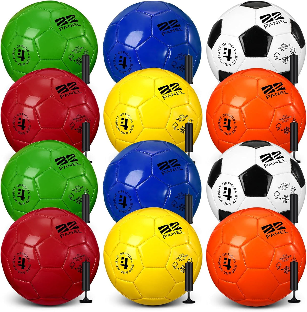 12 Pack Operation Christmas Bulk Items Soccer Ball with Pump Needles, Official Size 3/4/5 Soccer Ball Deflated Gift for Christian Charity Donation Training Practice