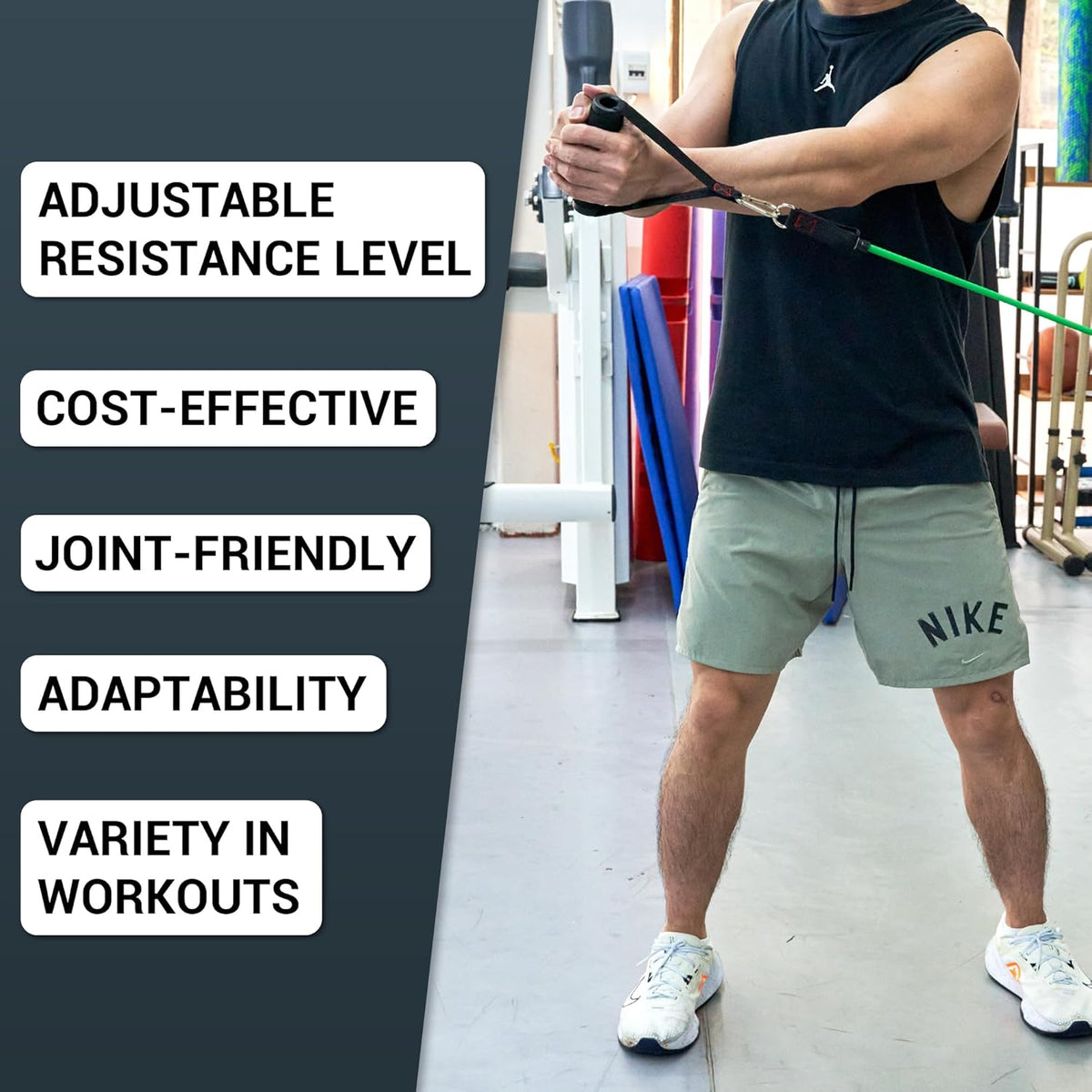 TheFitLife Resistance Bands with Handles - Designed for American Body Types, Exercise Workout Tubes for Men, Women, Includes Large Handles, Ankle Straps, Door Anchor, Fitness Levels