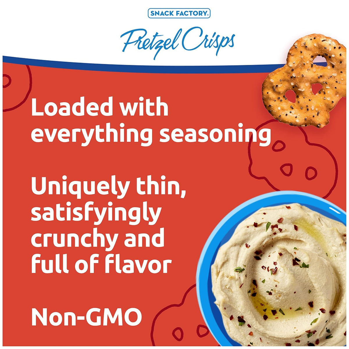 Snack Factory Everything Pretzel Crisps, Non-GMO, 7.2 OZ Resealable Bag (Pack of 2)