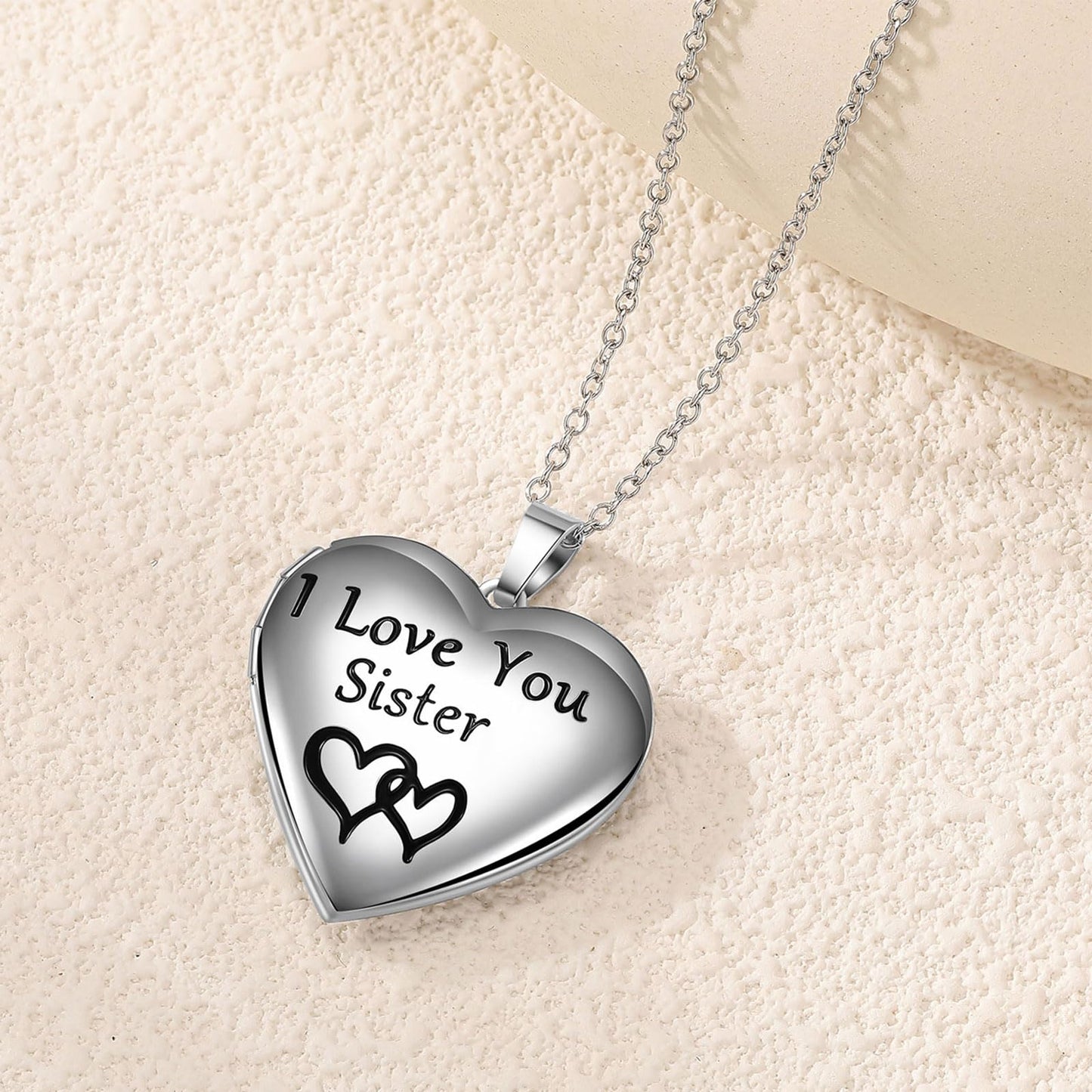 PHOCKSIN I Love You Sister Photo Lockets That Holds Pictures Birthday Gifts From Sister Silver Heart Locket Necklace for Best Friend