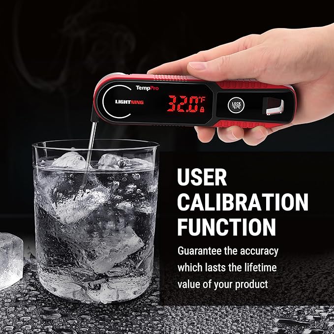 TempPro Lightning 1-Sec Instant Read Meat Thermometer, Kitchen Food Thermometer with 180° Rotating Display, IP67 Waterproof Cooking Thermometer for Deep Fry Smoker BBQ Grill (Previously ThermoPro)