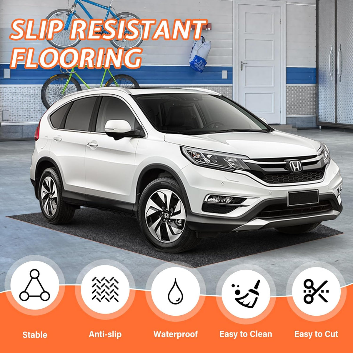 30" x 36" Heavy Duty Oil Spill Mat, Garage Floor Mat for Under Car, 1/4 Inch Thicked Waterproof Rubber Backing Mat Protect Floor, Reusable Oil Drip Leak Absorbent Pads