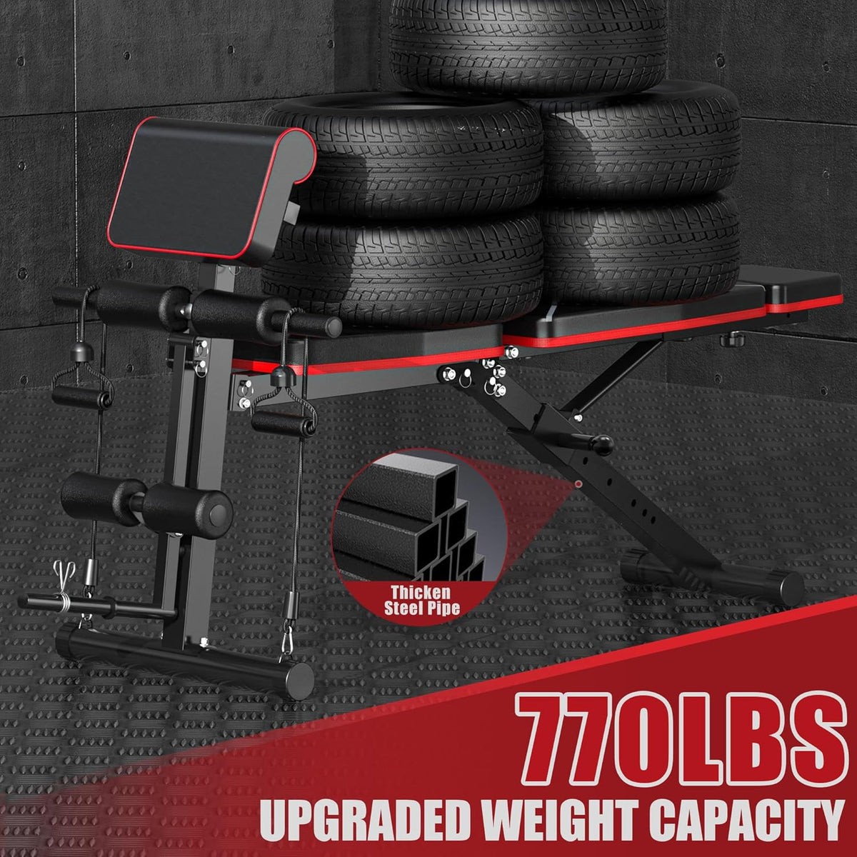 Adjustable Weight Bench, Bench Press for Full Body Workout, Foldable Workout Bench for Home Gym, Strength Training Bench to Incline Decline Flat w/Leg Extension and Headrest