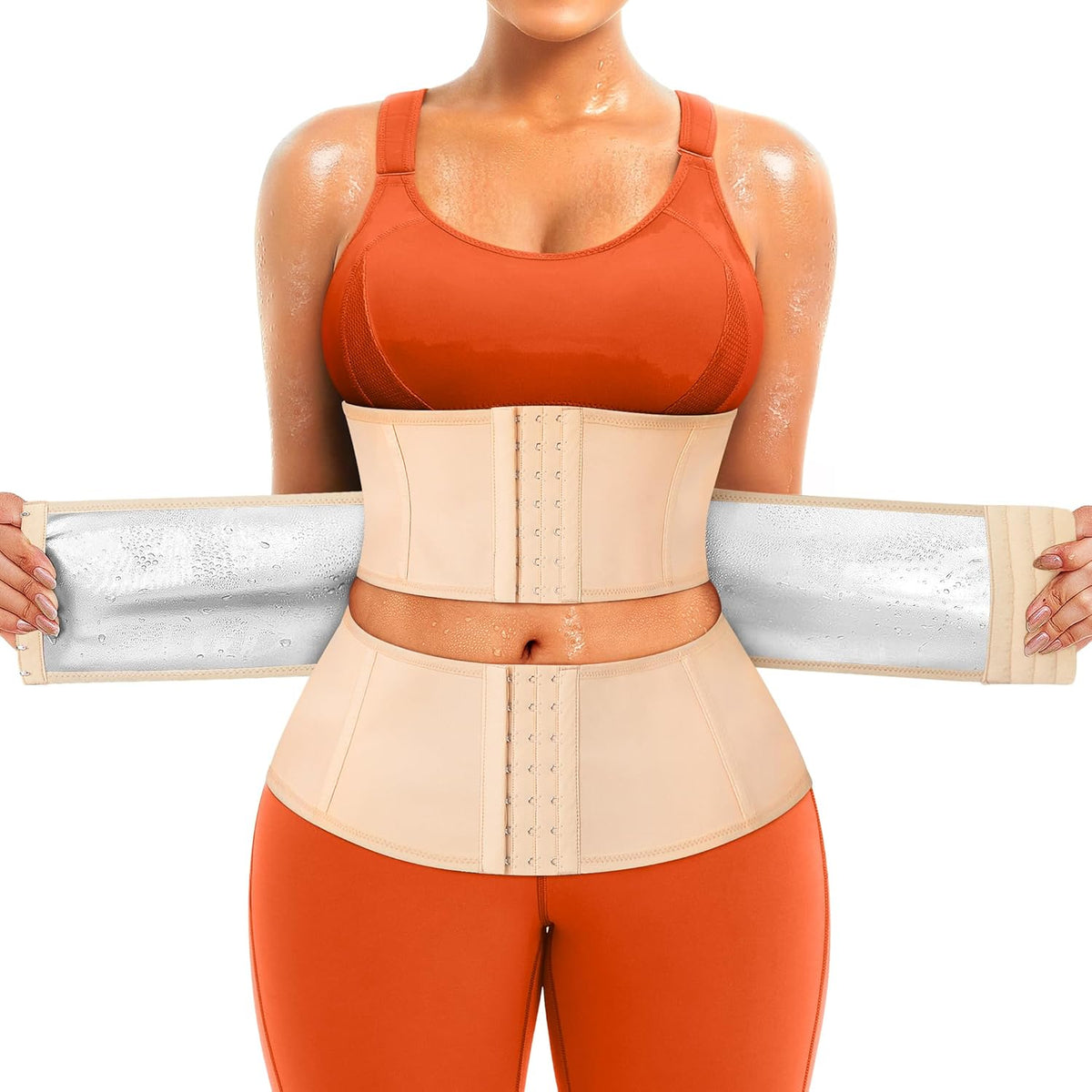 TrainingGirl Waist Trainer for Women Belly Working Out Trimmer Corset Sauna Sweat Belt Band Stomach Wrap Body Shaper Fajas
