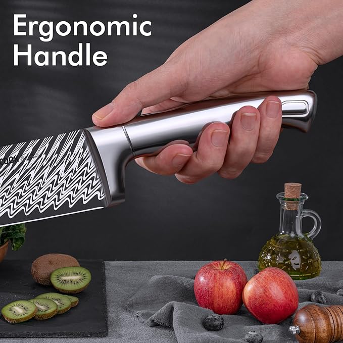Knife Set, Astercook 15 Pieces Kitchen Knife Set with Built-in Sharpener, German Stainless Steel Knife Block Set, Razor-Sharp Knives with Full-tang Handle, Dishwasher Safe, Mothers Day Gifts
