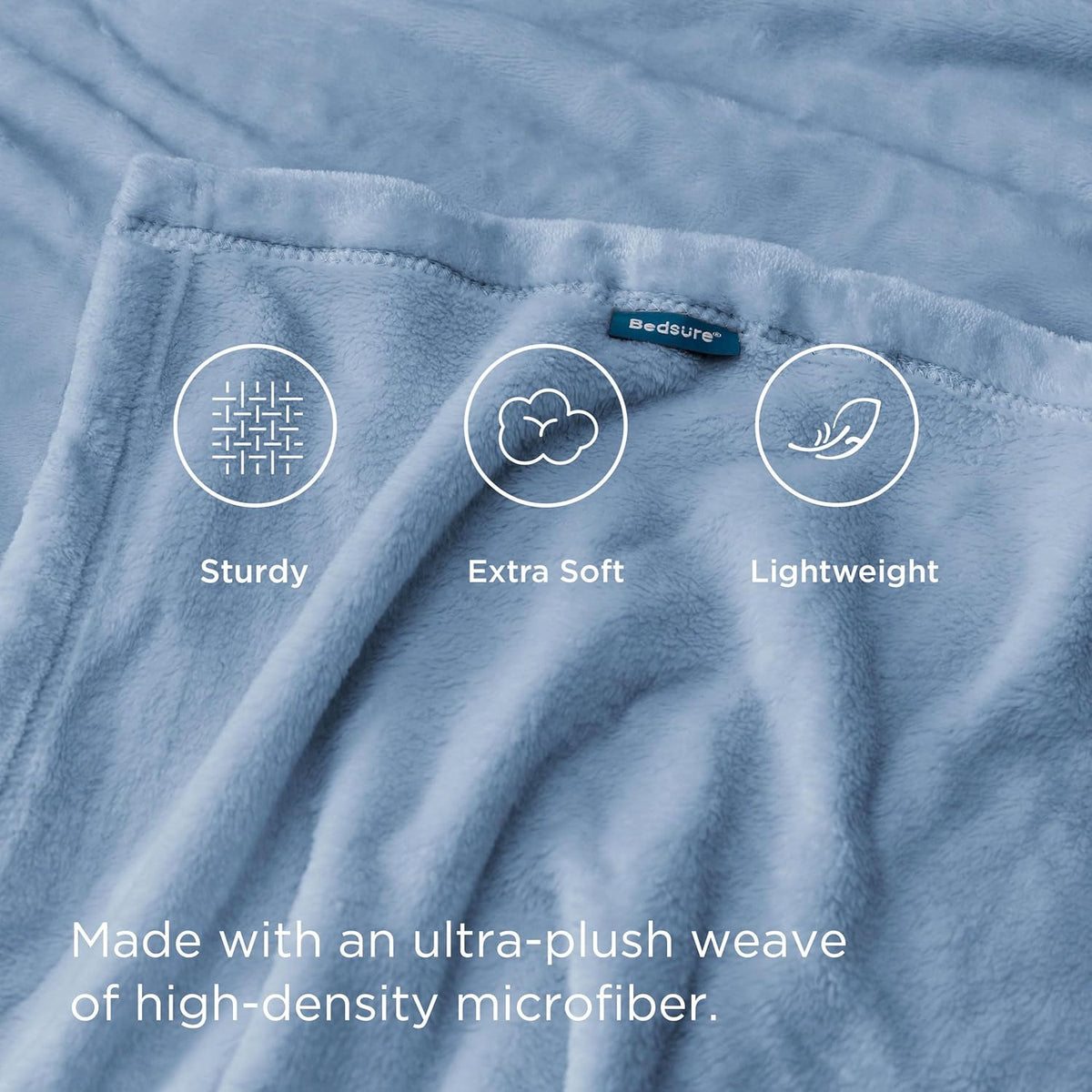 Bedsure Fleece King Size Blankets for Bed Light Blue - Soft Lightweight Plush Cozy Fuzzy Luxury Microfiber, 108x90 inches