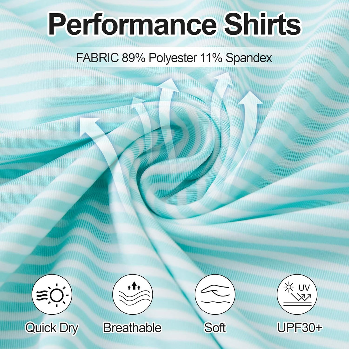 Golf Shirts for Men - Moisture Wicking Short Sleeve Performance Sport Casual Striped Collared Mens Polo Shirt