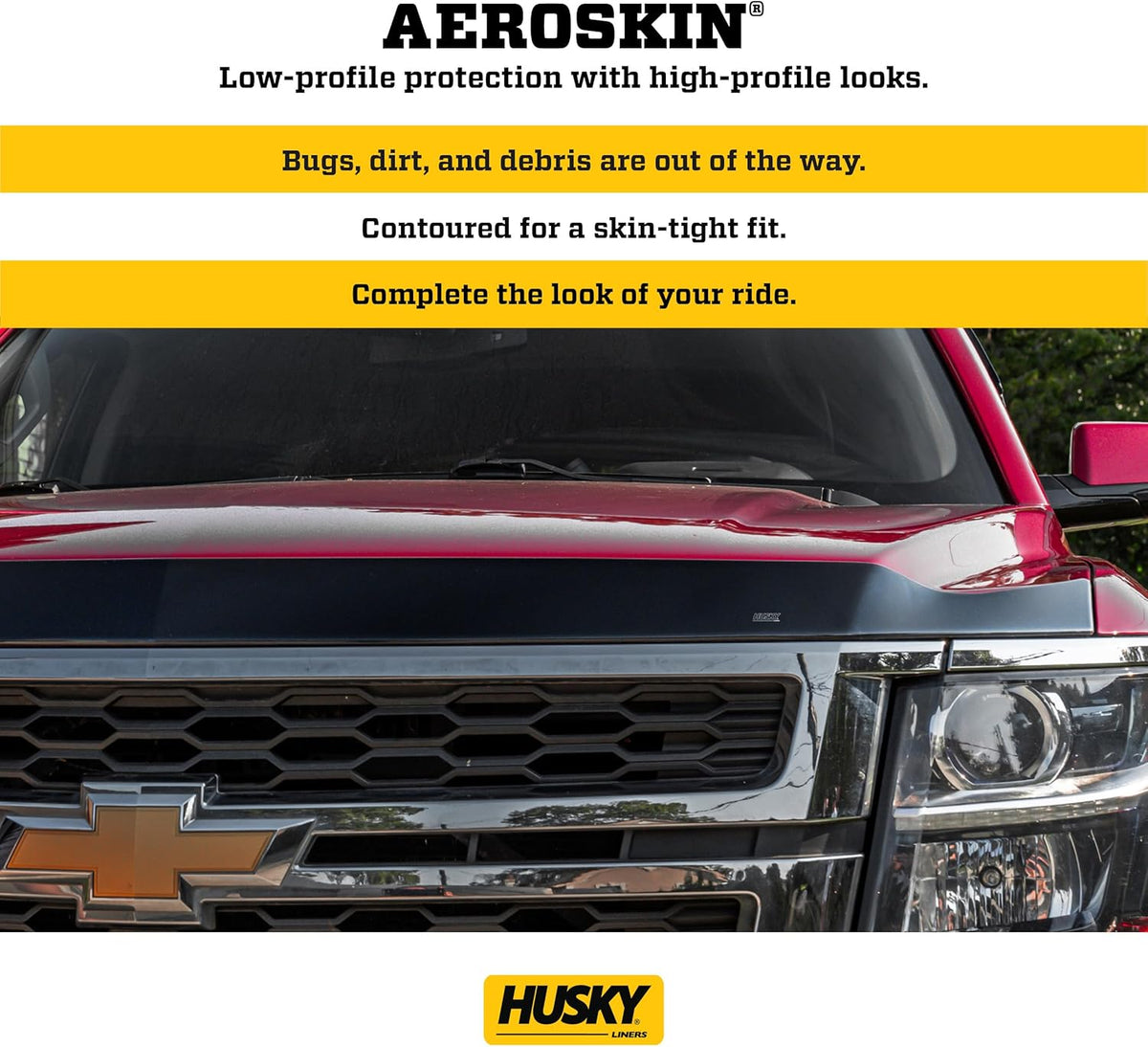 Husky Liners Aeroskin Hood Protector | Fits 2020-2022 Ford Escape | Low Profile Deflector/Bug Shield - 1 pc., Smoke | 2842182