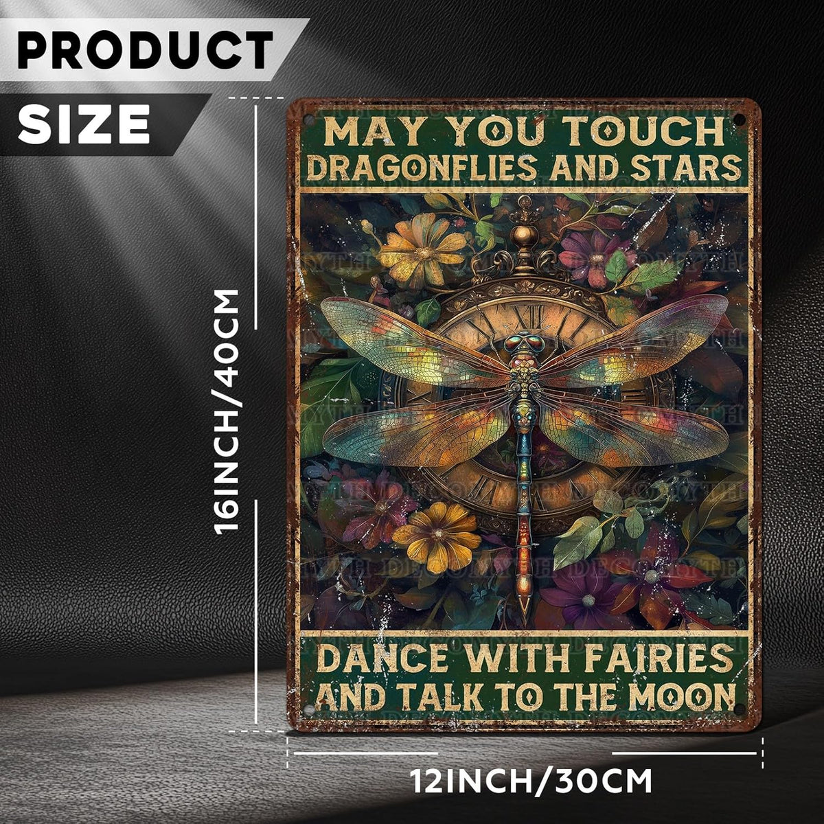 Vintage Dragonfly Tin Sign May You Touch Dragonflies And Stars Dance With Fairies And Talk To The Moon Retro Metal Poster Funny Wall Art Cafe Toilet Farm Room Garden Plaque Outdoor 12 * 16inch