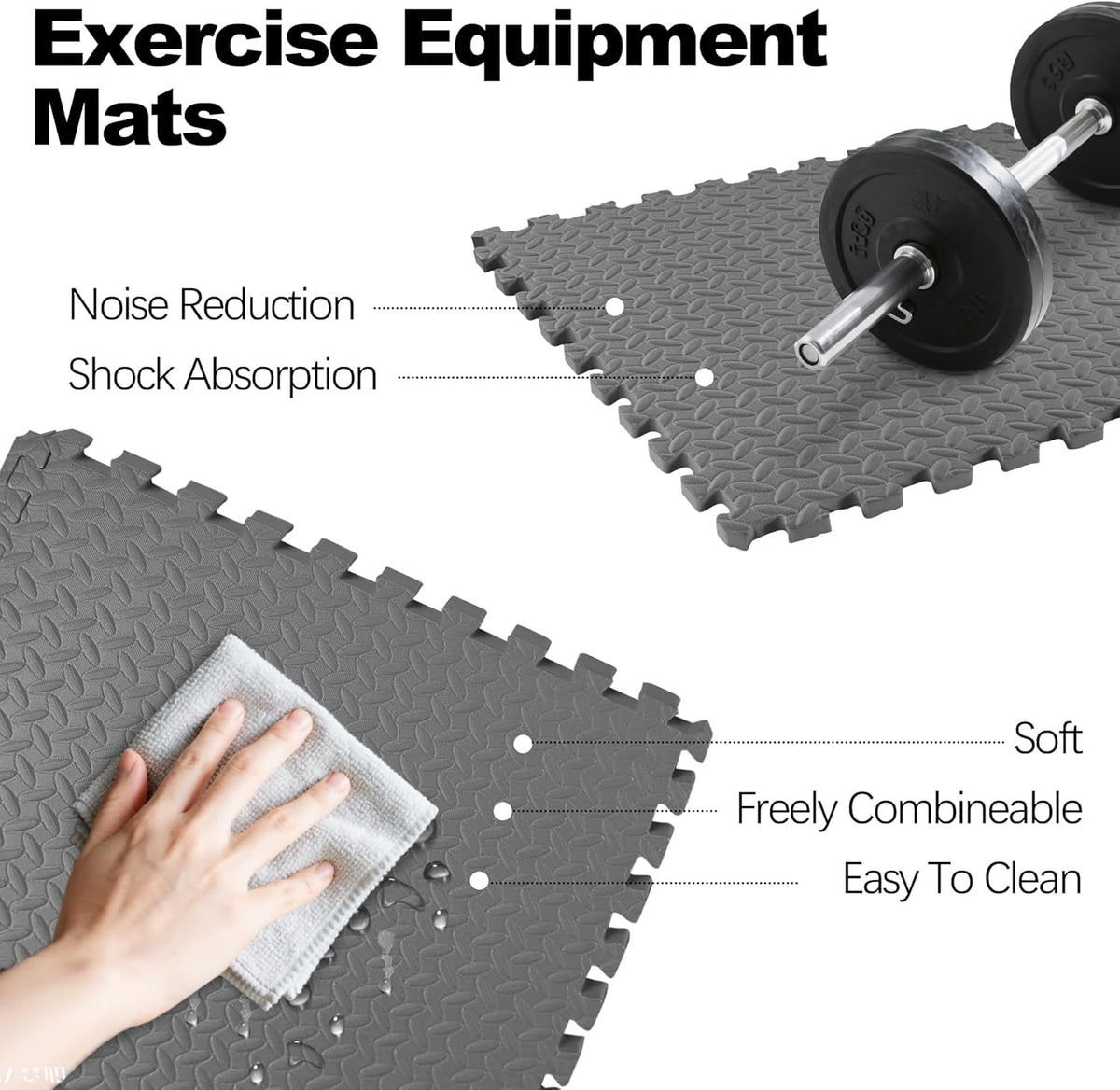 Puzzle Exercise Gym Flooring Mat, 1/2" Thick High-Density EVA Interlocking Tiles Workout Mat for Home Gym, Fitness Equipment, MMA, Gymnastics, 36-Piece Shock-Absorbing Exercise Mat (144 Sq Ft)
