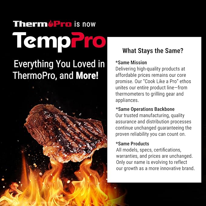 TempPro Lightning 1-Sec Instant Read Meat Thermometer, Kitchen Food Thermometer with 180° Rotating Display, IP67 Waterproof Cooking Thermometer for Deep Fry Smoker BBQ Grill (Previously ThermoPro)