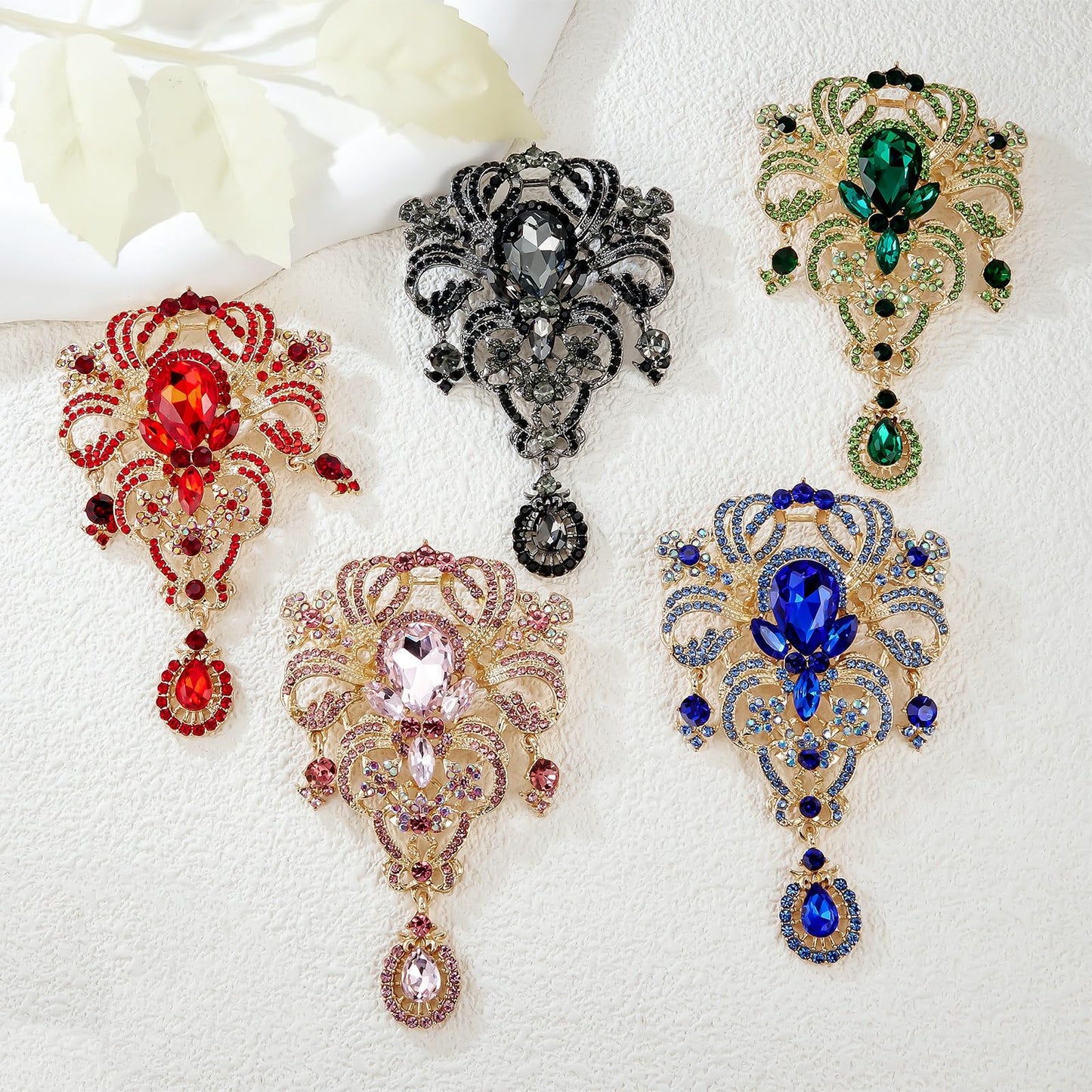 YOQUCOL Retro Purple Austrian Crystal Big Brooch Pin for Women Large Flower Shape Brooches Lapel Pins for Sweater,Coat Dress Accessories