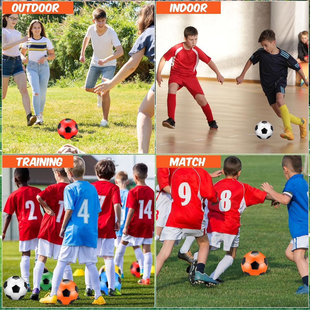 12 Pack Operation Christmas Bulk Items Soccer Ball with Pump Needles, Official Size 3/4/5 Soccer Ball Deflated Gift for Christian Charity Donation Training Practice