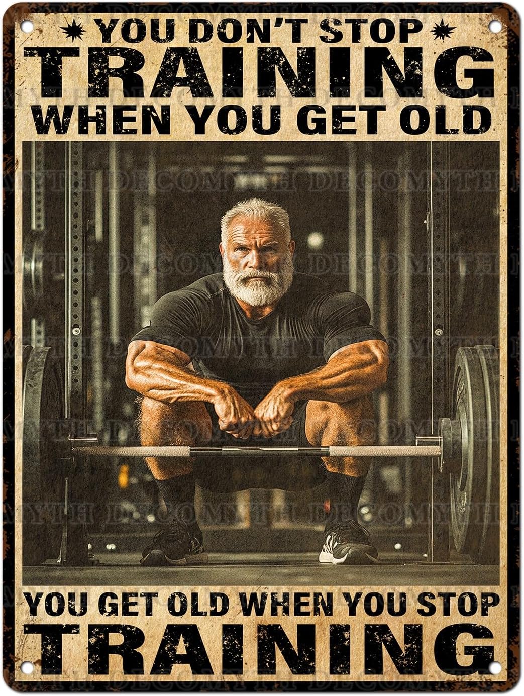 Vintage Gym Training Metal Tin Sign You Don’t Stop Training When You Get Old Wall Art Decor For Bodybuilder Funny Wall Art Home Kitchen Gym Boxing Club Fitness 12 * 16inch