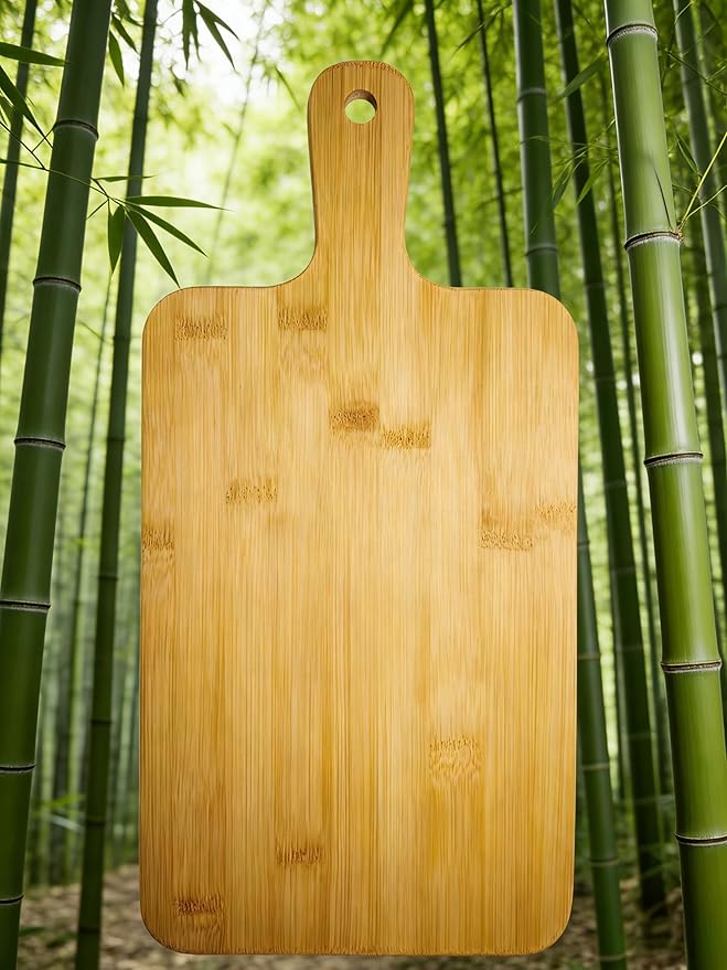 ZeQi Bamboo Cutting Board with Handle (16"L x 7.8"W), Wooden Cutting Boards, Chopping Board, Charcuterie Board, Serving board for Cheese, Bread, Pizza, Vegetables & Fruits