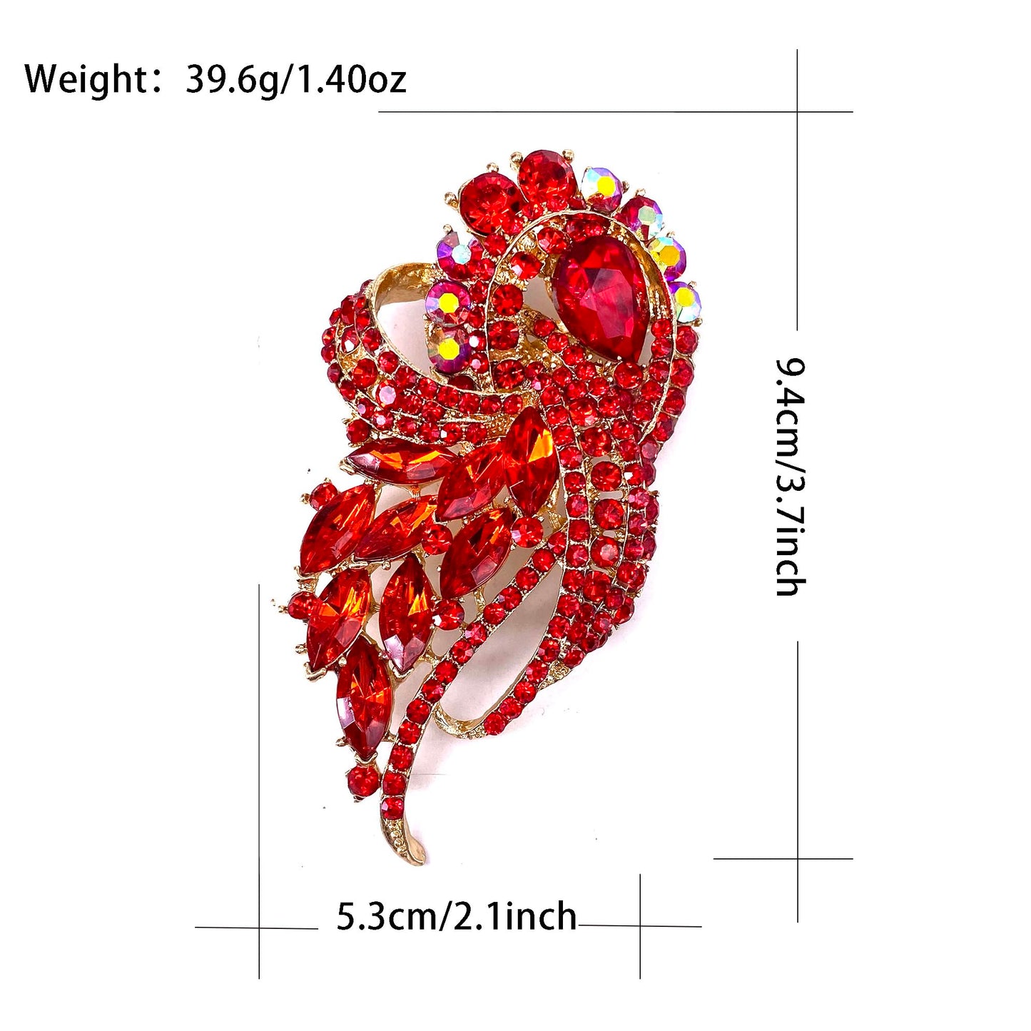 LAXPICOL Women's Vintage Red Austrian Crystal Elegant Flower Bouquet Wing Brooch Gold Tone