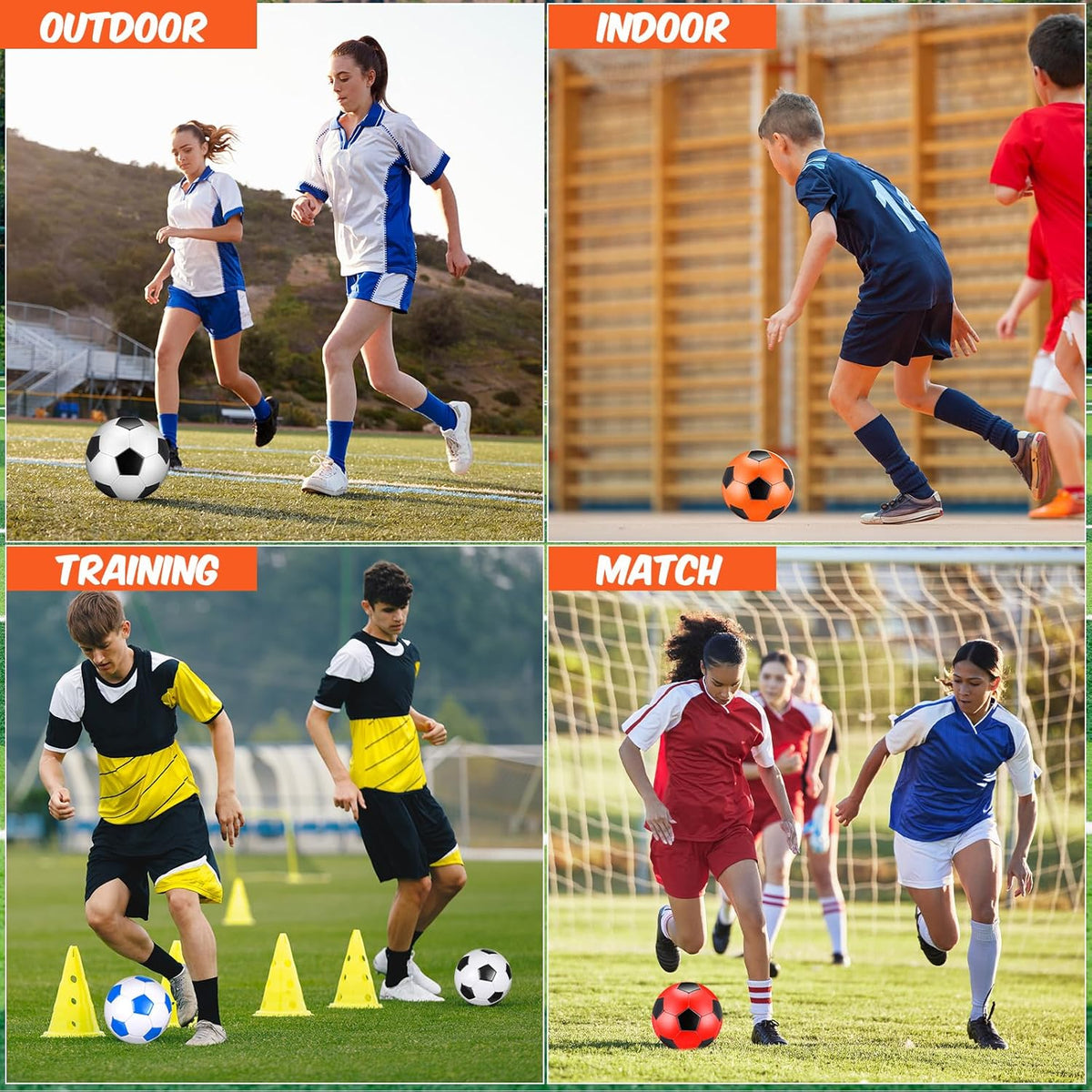 12 Pcs Soccer Balls Bulk Size 4 Soccer Balls with Pump Soft Football Outdoor Indoor for Sport Training Practice Game Gift for Youth Teen Adult